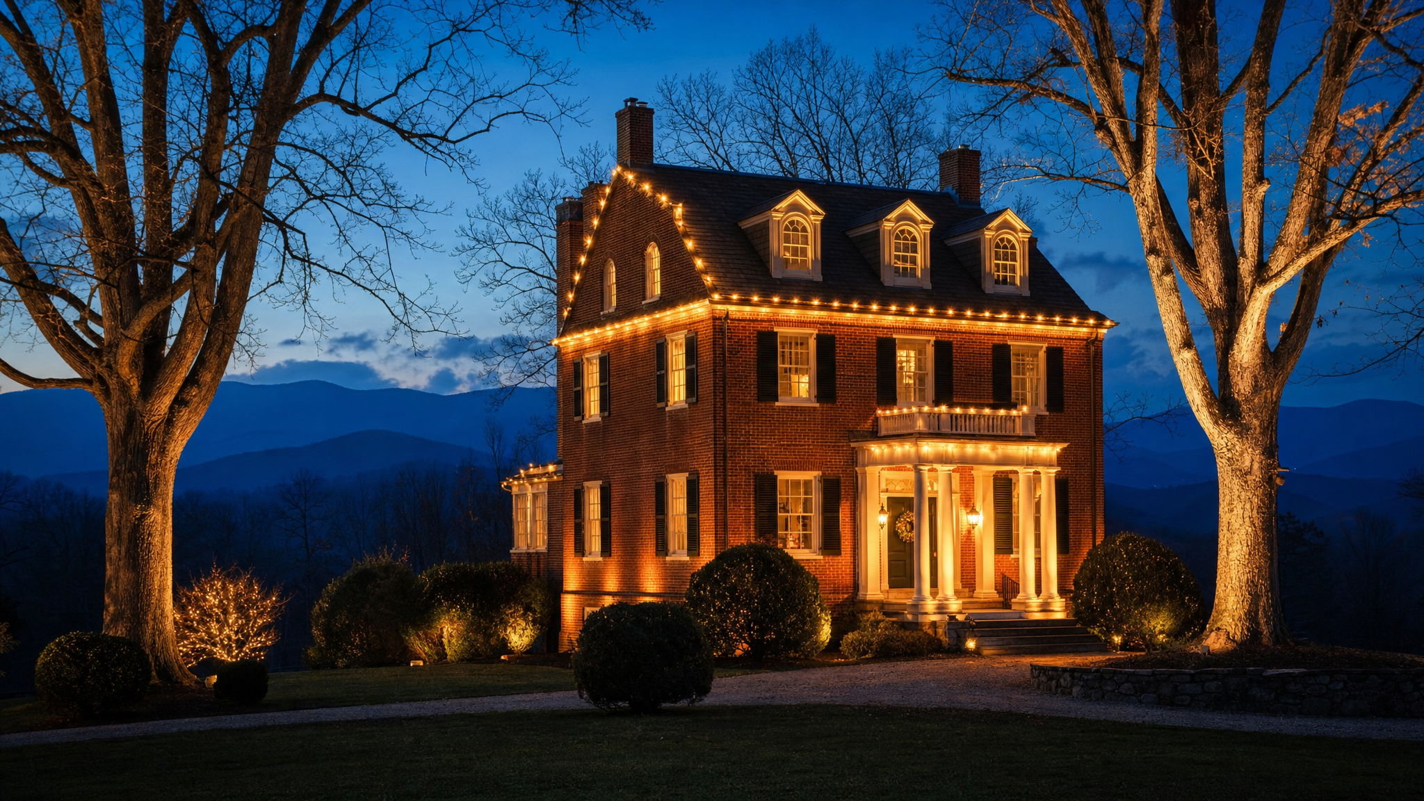 Lynchburg Hill Estate Permanent LED lighting project in Lynchburg, VA