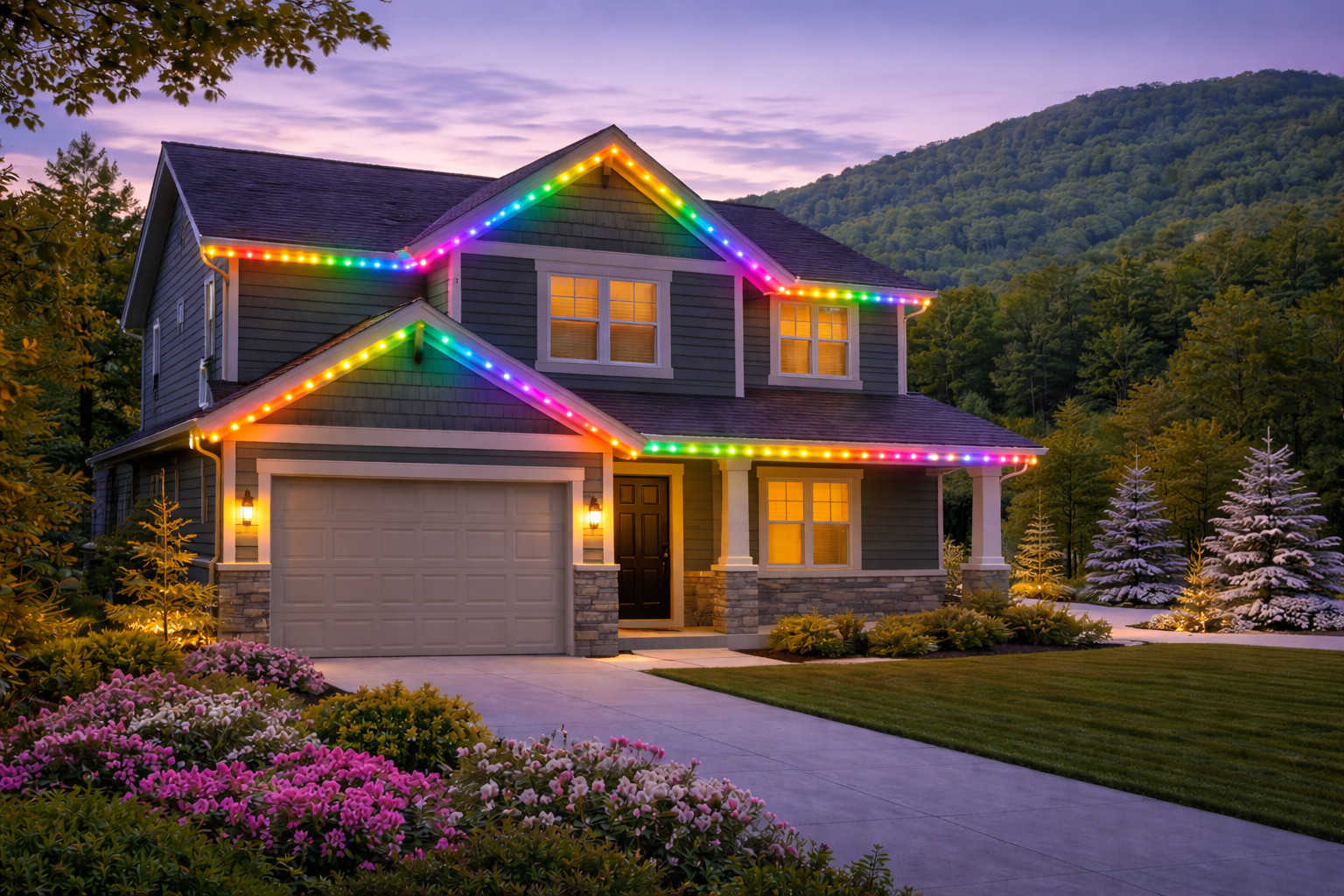 Amherst Federal-Style Estate Holiday Install lighting project in Amherst, VA